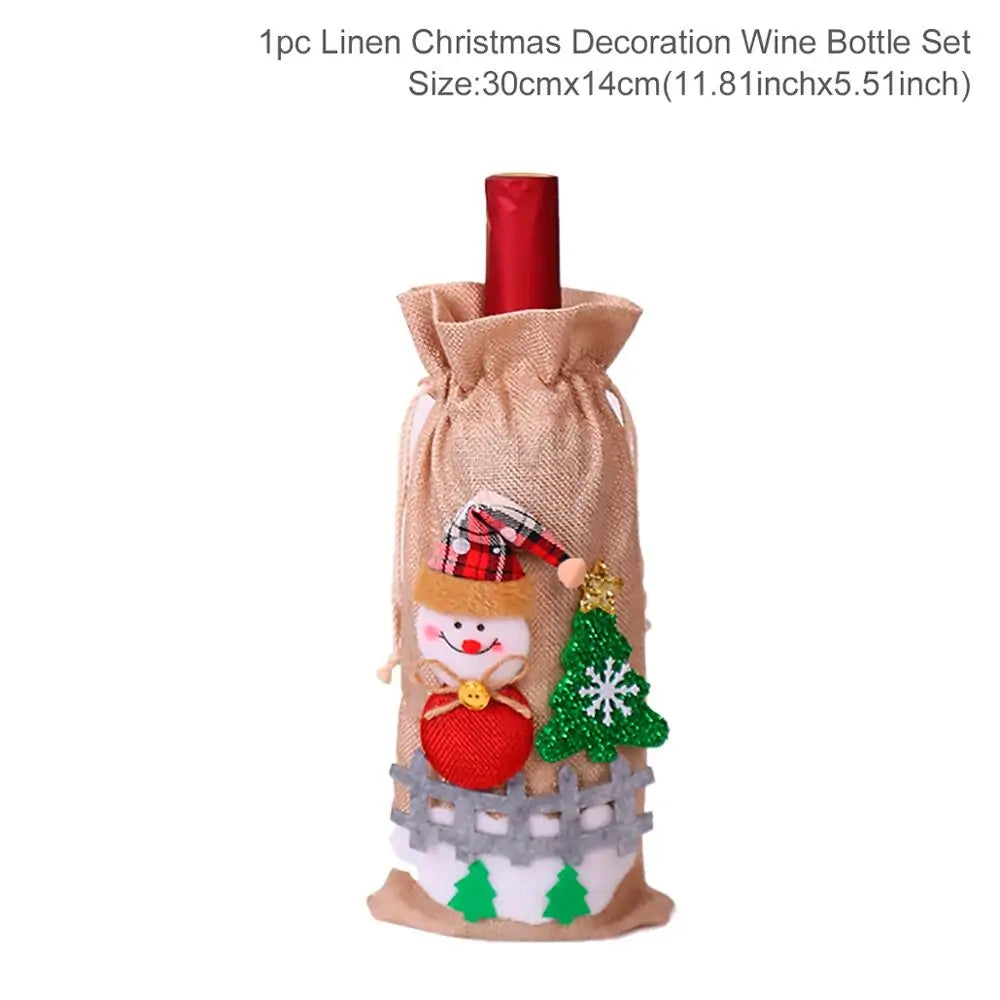 Christmas-Themed Wine Bottle Covers
