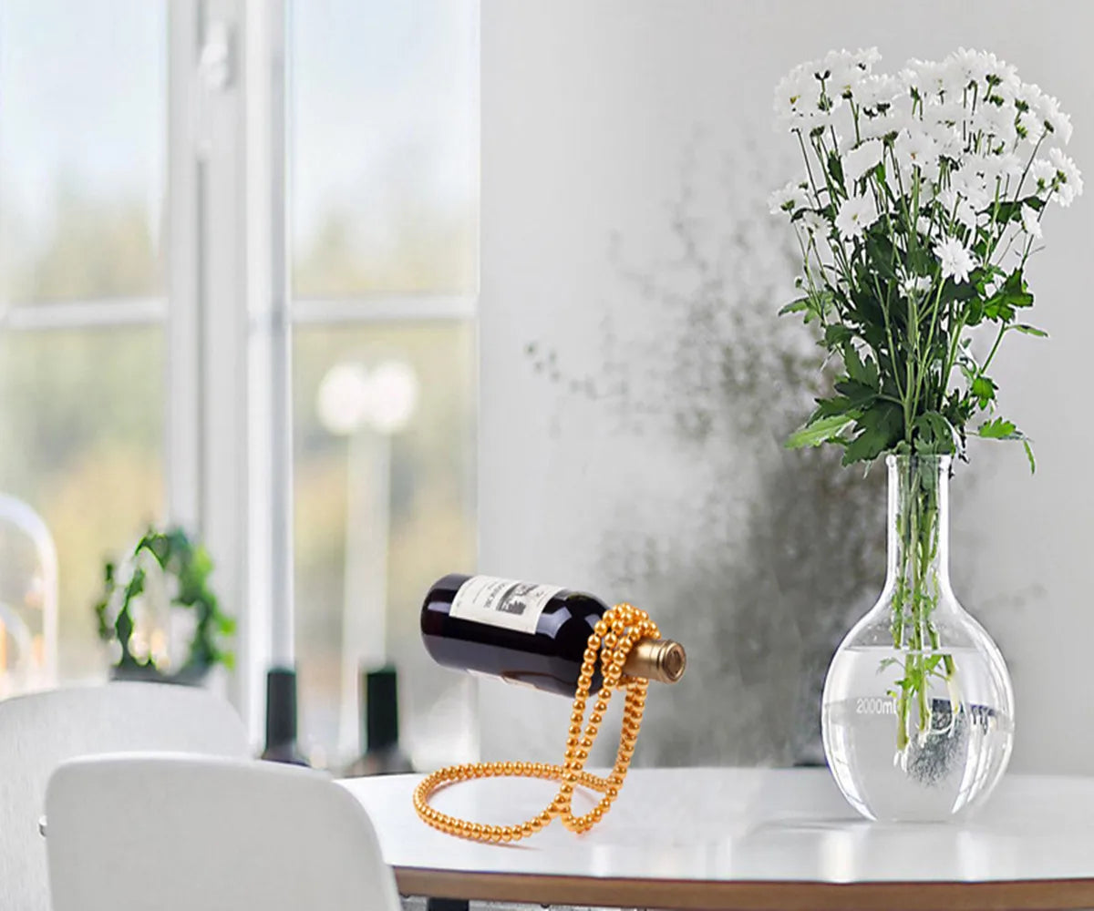 Faux Pearl Necklace Wine Holder