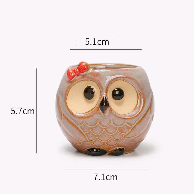 Ceramic Owl-Shaped Plant Pots