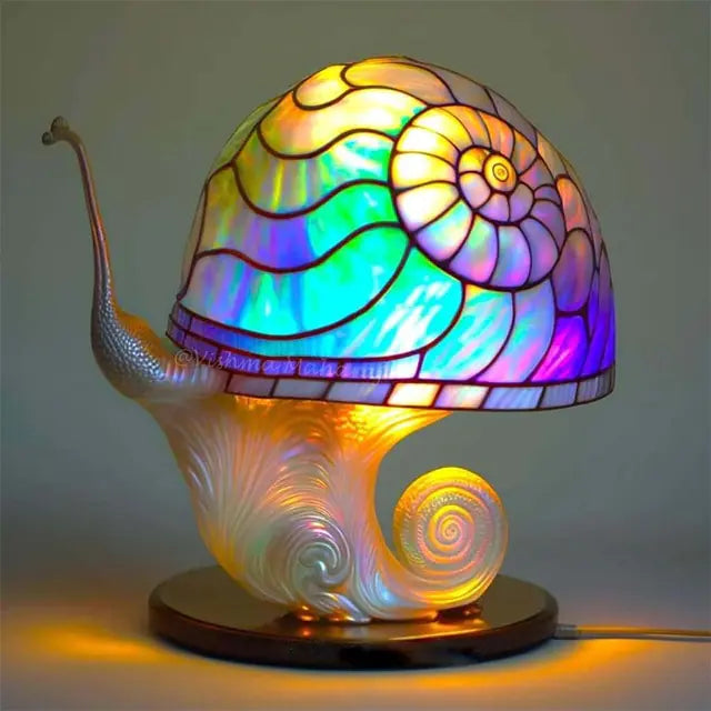 Stained-Glass Plant Table Lamp