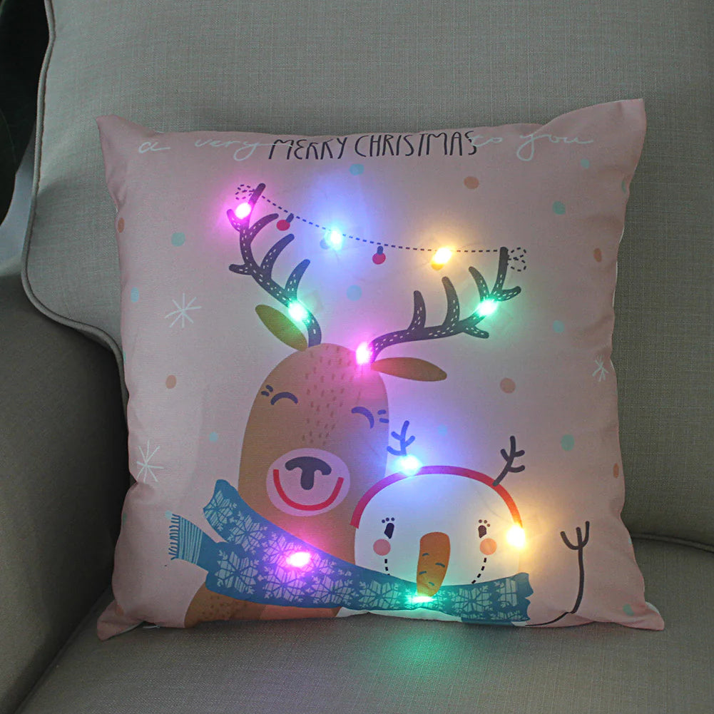 Plush Christmas-Themed LED Pillowcases