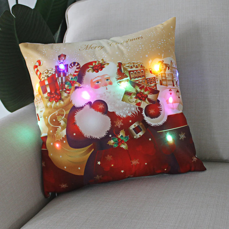 Plush Christmas-Themed LED Pillowcases