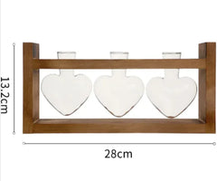 Heart-Shaped Glass Vases with Wood Stand