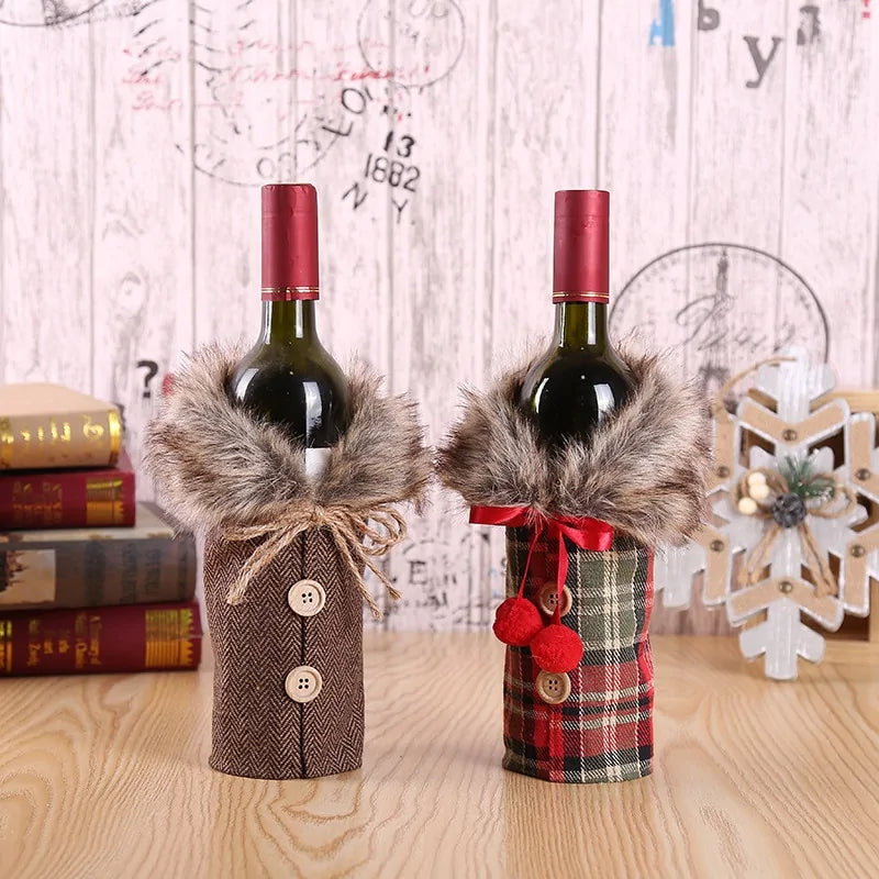 Christmas-Themed Wine Bottle Covers