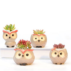 Ceramic Owl-Shaped Plant Pots