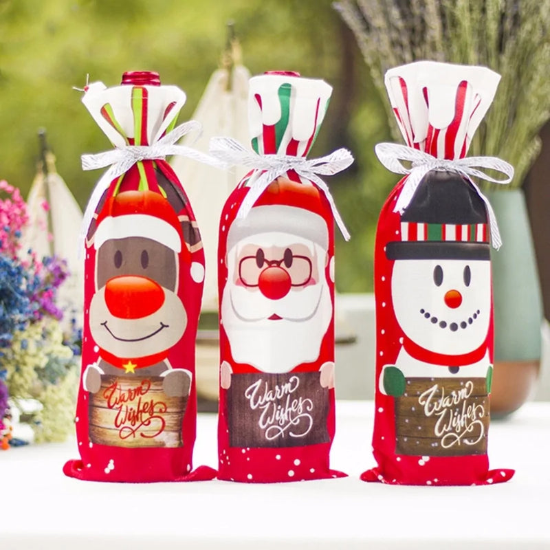 Christmas-Themed Wine Bottle Covers