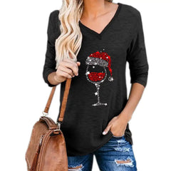 Christmas Wine Glass Blouse