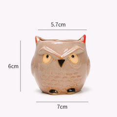 Ceramic Owl-Shaped Plant Pots