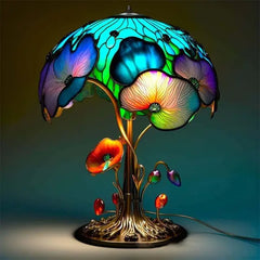 Stained-Glass Plant Table Lamp