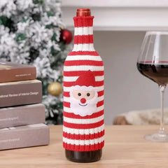 Christmas Wine Bottle Cover Set - Knitted