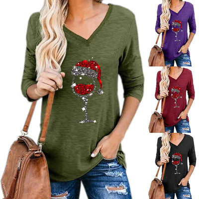 Christmas Wine Glass Blouse