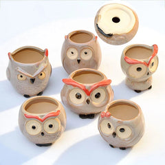 Ceramic Owl-Shaped Plant Pots